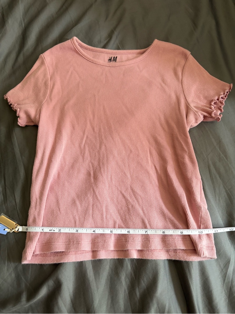 H&M Pink Ribbed Short Sleeve Top